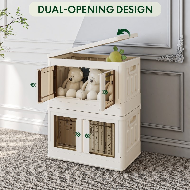 Storage Bins with Lid and Clear Door Plastic Collapsible ST1